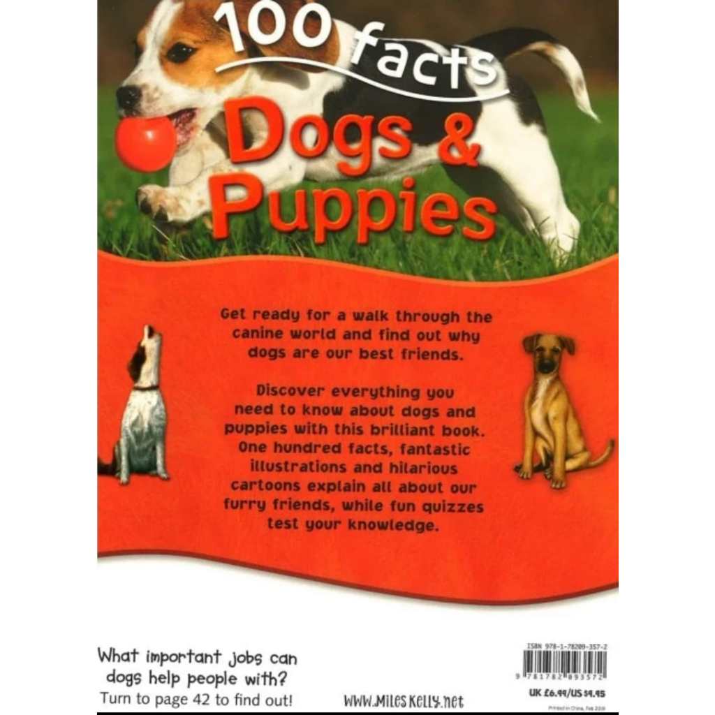 Reference 100 facts Dogs and Puppies Animals Import Book