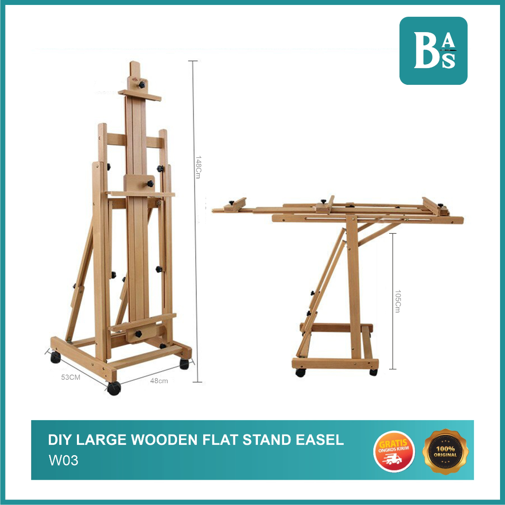 

DIY Large Wooden Flat Stand Easel W03 (Installation Not Included / Belum di Rakit)