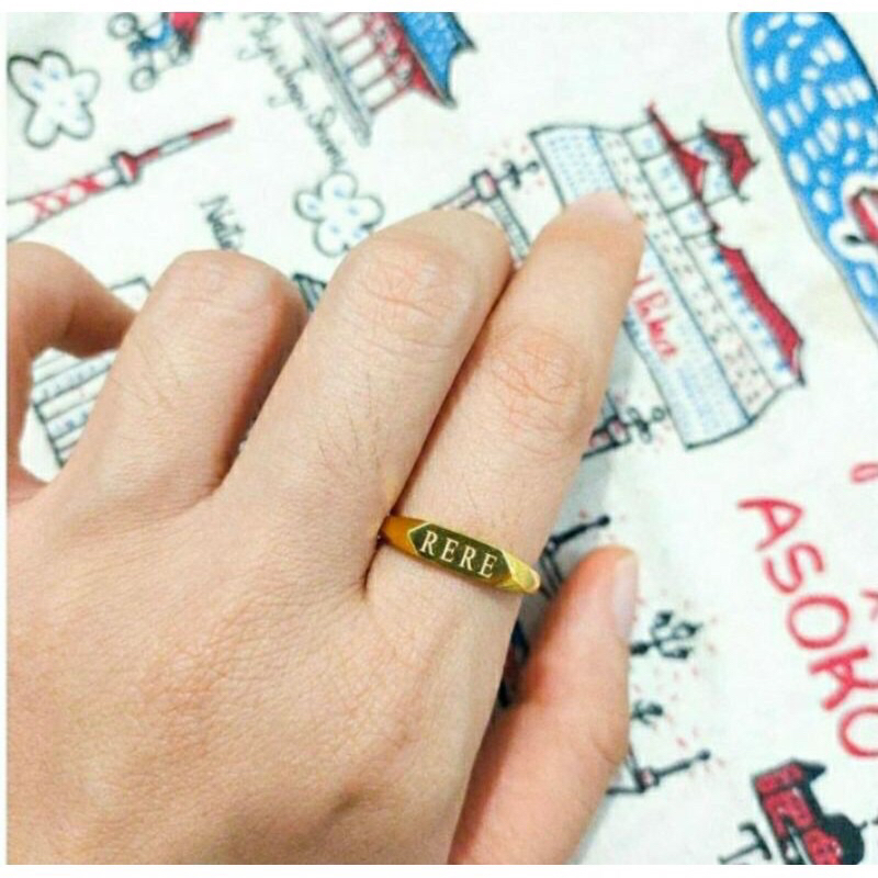 cincin signet request nama elegant emas asli