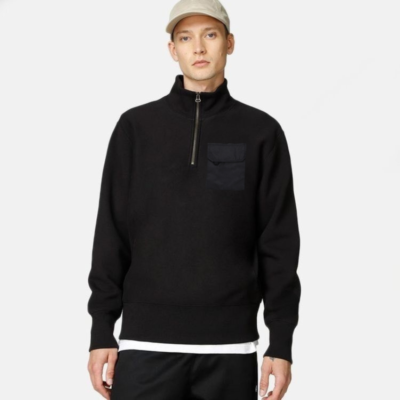 Sweater Pocket Half Zipper / Half Zip Sweeatshirt / Sweater Turtleneck Half Zipper