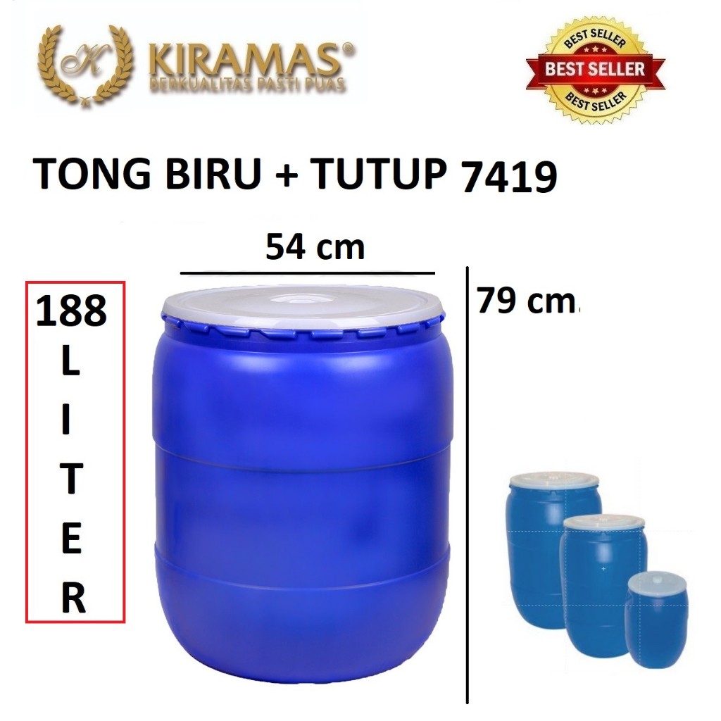 Kiramas Tong Air / Gentong Air / Tong Biru / Tong Sampah 188 Liter - 7419