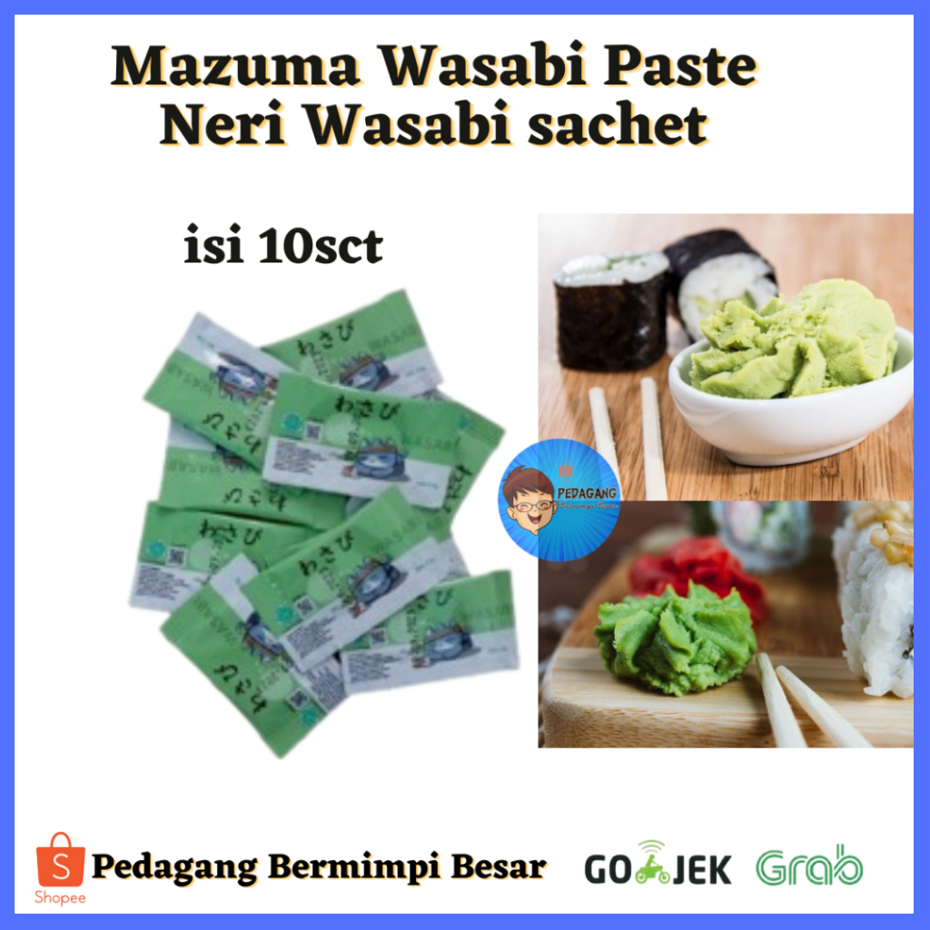 

Mazuma Wasabi Paste Neri Wasabi 10 sachet / Wasabi Sachetan isi 10 sachet/ Wasabi HALAL MUI/ WASABI