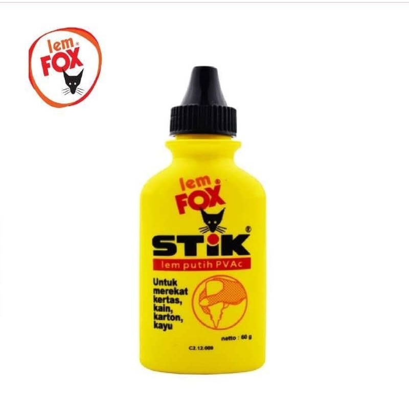 

Lem FOX Lem Putih PVAC Kertas Kain Karton Kayu Paper Glue Stik 60 Gram