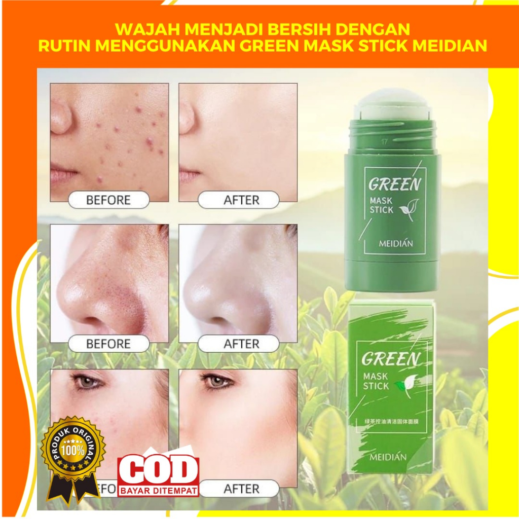 Green Mask Stick Original 100% / Meidian Green Mask Stick / Masker Green Tea / Green Mask Stik / Gre