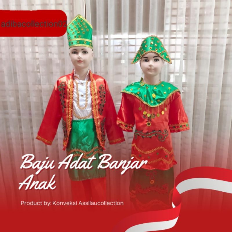 baju adat tradisional banjar/kalimantan selatan ukuran anak-anak//pakaian adat nusantara banjar ukur