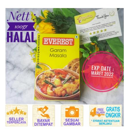 

Everest Garam Masala 100gr/ Salt India / Bumbu India
