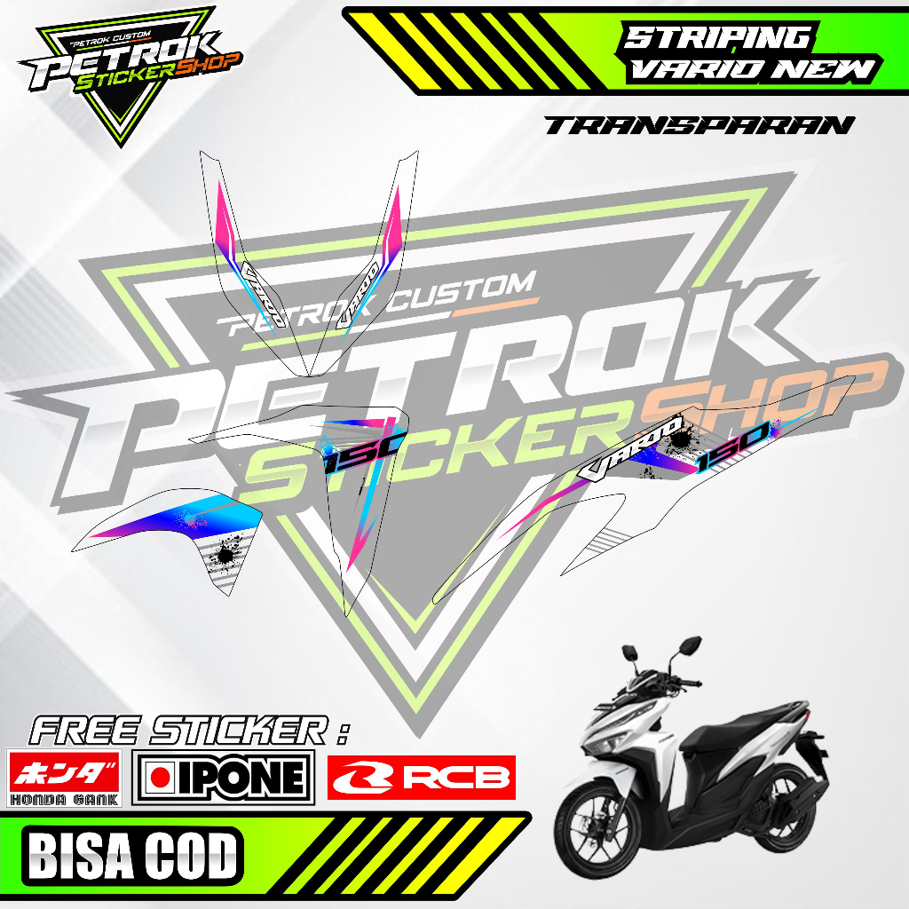 STRIPING VARIASI HONDA VARIO 2021 UV TRANSPARAN / STIKER MOTOR HONDA VARIO 2021
