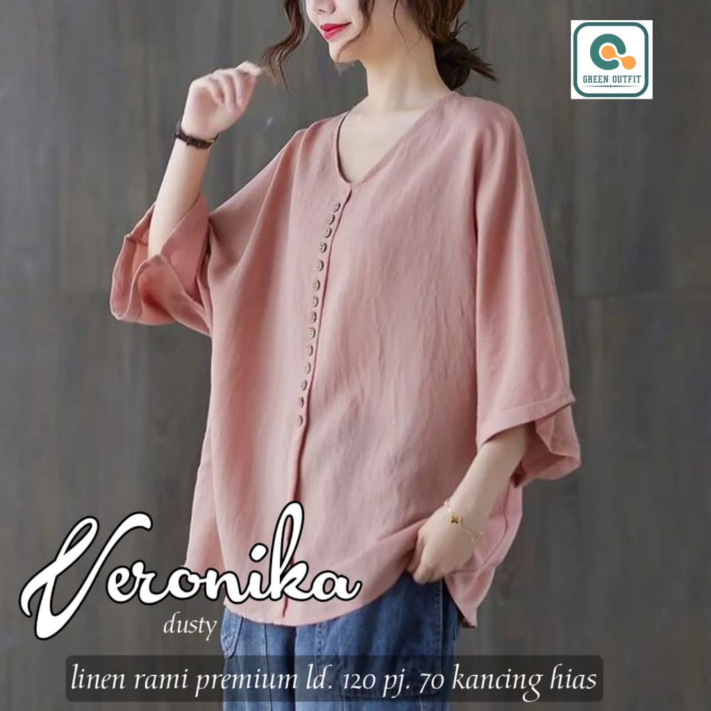 veronika shirt pakaian baju atasan kemeja blouse bluse blus bluss katun jumbo ld 130 xxxxl bigsize b