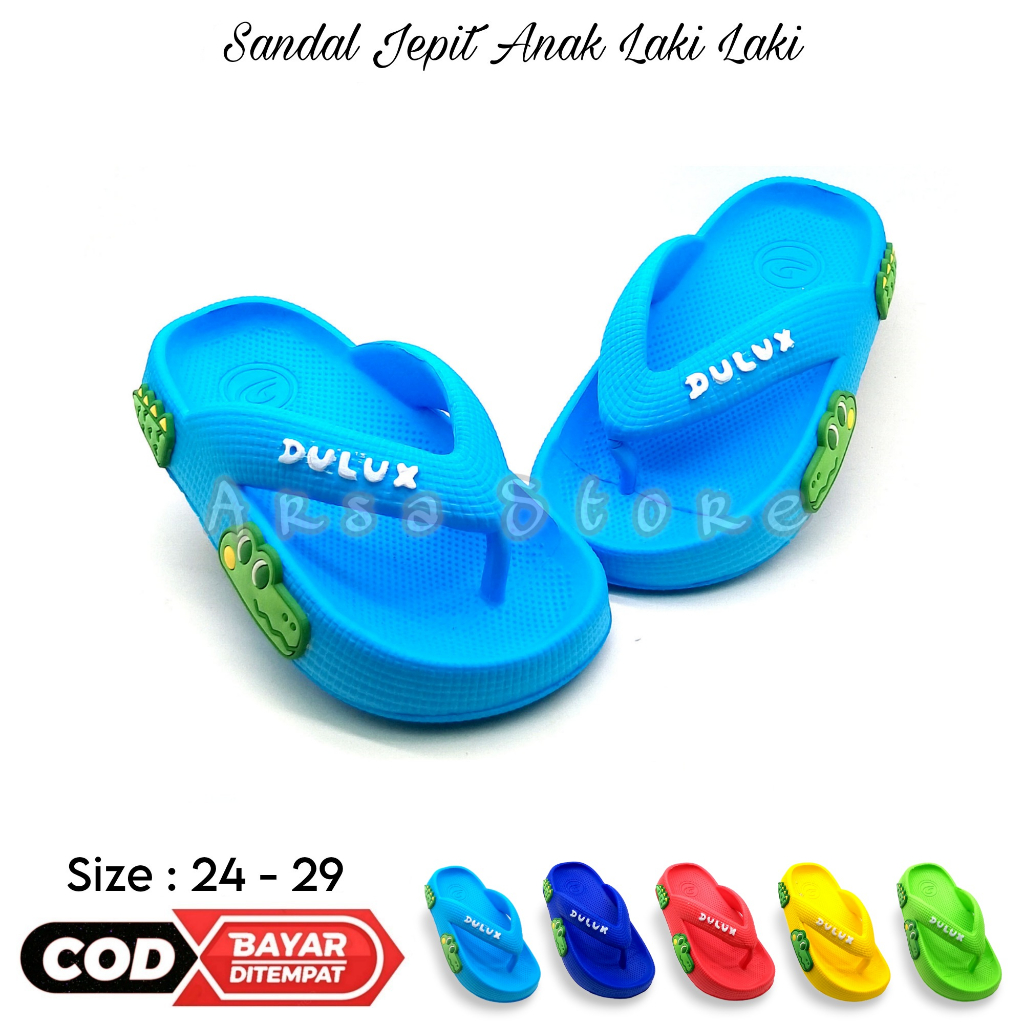 Sandal Jepit Anak Laki Laki Karakter Buaya / Sendal Anak Cowok Umur 2 3 4 5 6 Tahun