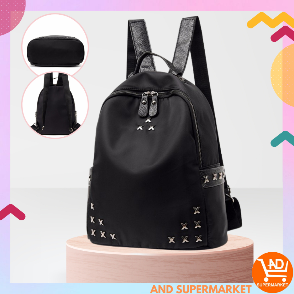 Tas Ransel Wanita Import Tas Sekolah Hitam Polos Murah Backpack Perempuan Fashion Terkini Tas Punggu