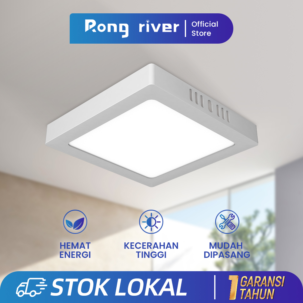 RONG RIVER lampu downlight LED Panel Bentuk Kotak 24W 12W 8W 6W Outbow lampu Ceiling LED