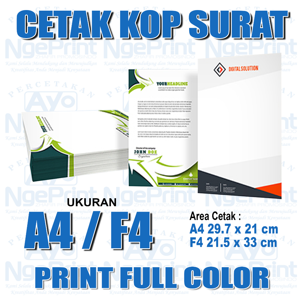 

Cetak Print Kop Surat A4 / F4 Full Color | HVS 80 gsm