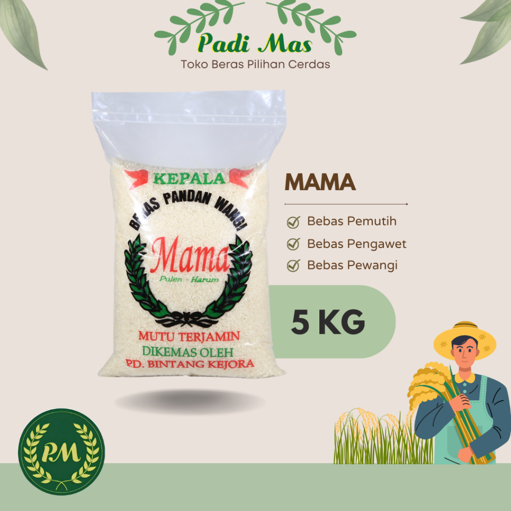 

Beras MAMA 5kg / Beras Pandan Wangi Pulen Legit Cap Mama 5kg / Beras 5 kg Super | Cargo