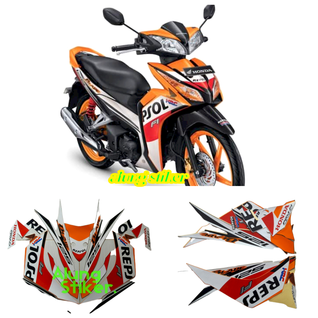 STIKER STRIPING MOTOR BLADE REPSOL 125 FI 2014 1SET STANDAR