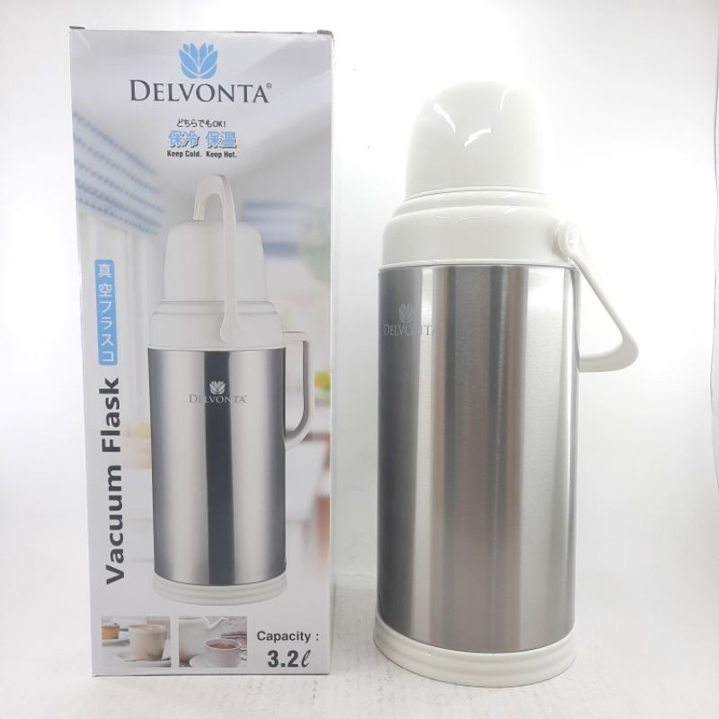 TERMOS AIR PANAS DELVONTA VACUUM FLASK TABUNG KACA 3,2 LITER
