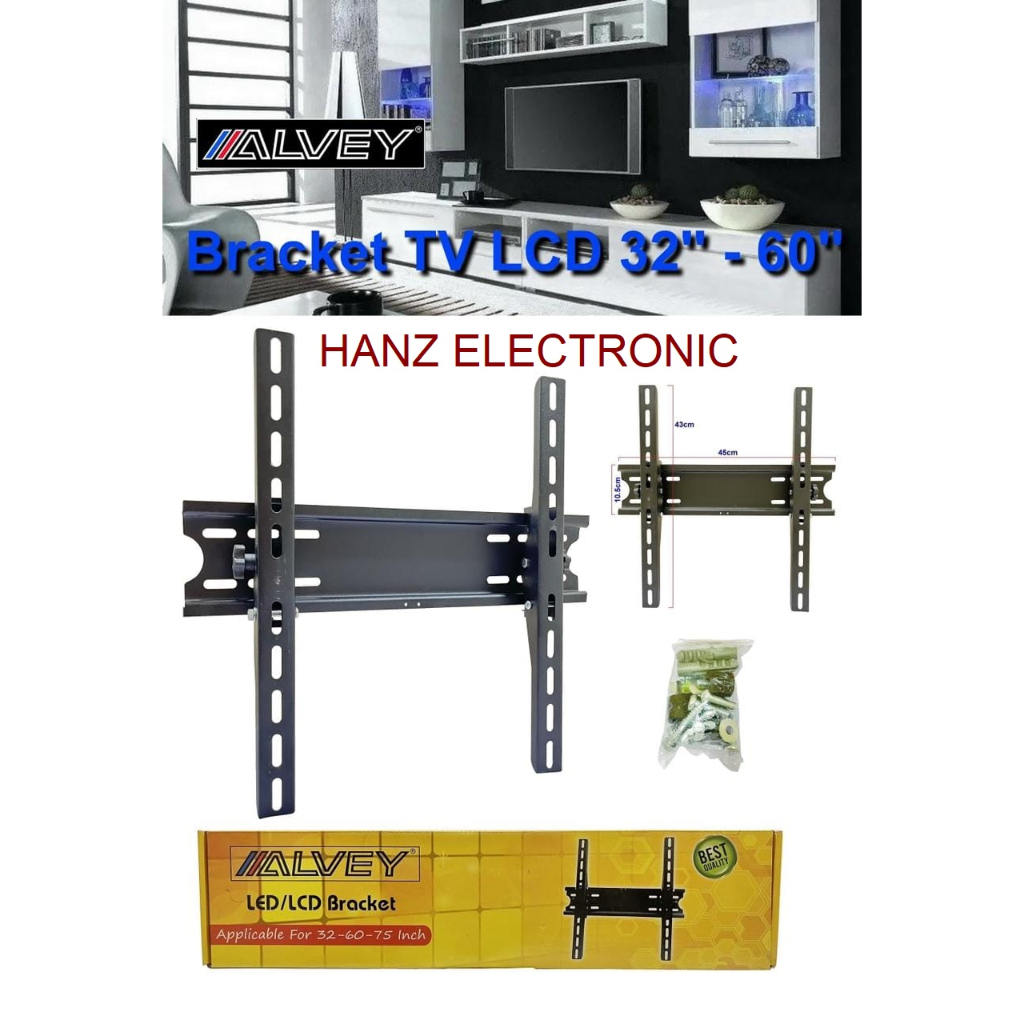 Bracket TV LCD/LED, Gantungan TV (32"-60"-75") - ALVEY