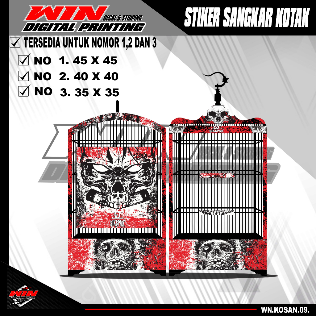 Stiker Decal Sangkar Burung Kotak, Kosan, Persegi, Ebod No. 1, 2, 3 Sangkar kacer,pentet