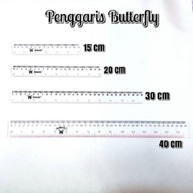 

BUTTERFLY GLASS RULER 30CM 20CM 15CM PENGGARIS GARISAN PLASTIK BENING