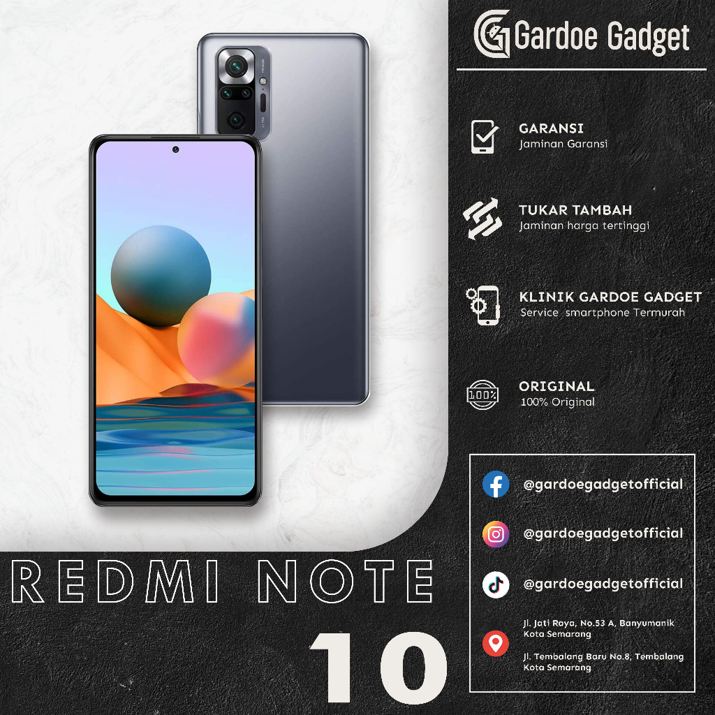 Xiaomi Redmi Note 10 | 4/64GB & RAM 6/128GB ORIGINAL | HANDPHONE SECOND Full Set | HP SEKEN HP BEKAS