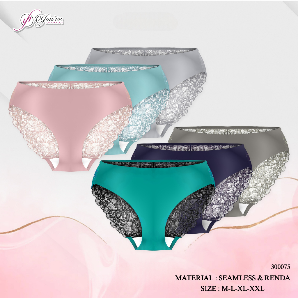 Celana Dalam Cewek/CD Wanita Seamless You've (You Have) Sepinggul Renda Lembut | M, L, XL, XXL | Kar