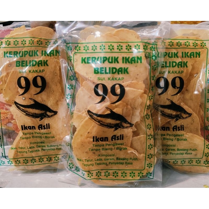 

Kerupuk Ikan Belidak Sui. Kakap 99 Ikan Asli Kal-Bar 350gram