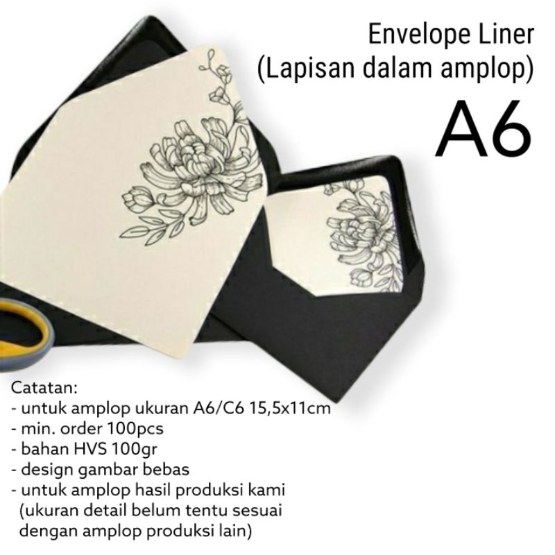 

Envelope Liner A6 atau Dalaman Amplop A6 (exclude amplop)
