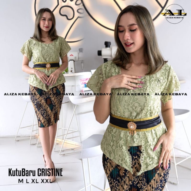(COD) atasan kebaya brokat kutubaru lengan pendek atasan saja
