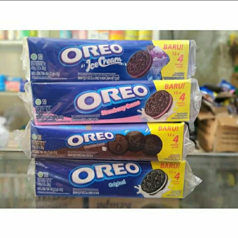 

Oreo Lup 1 box isi 12 (strawberry,Original,choklat,ice creme)