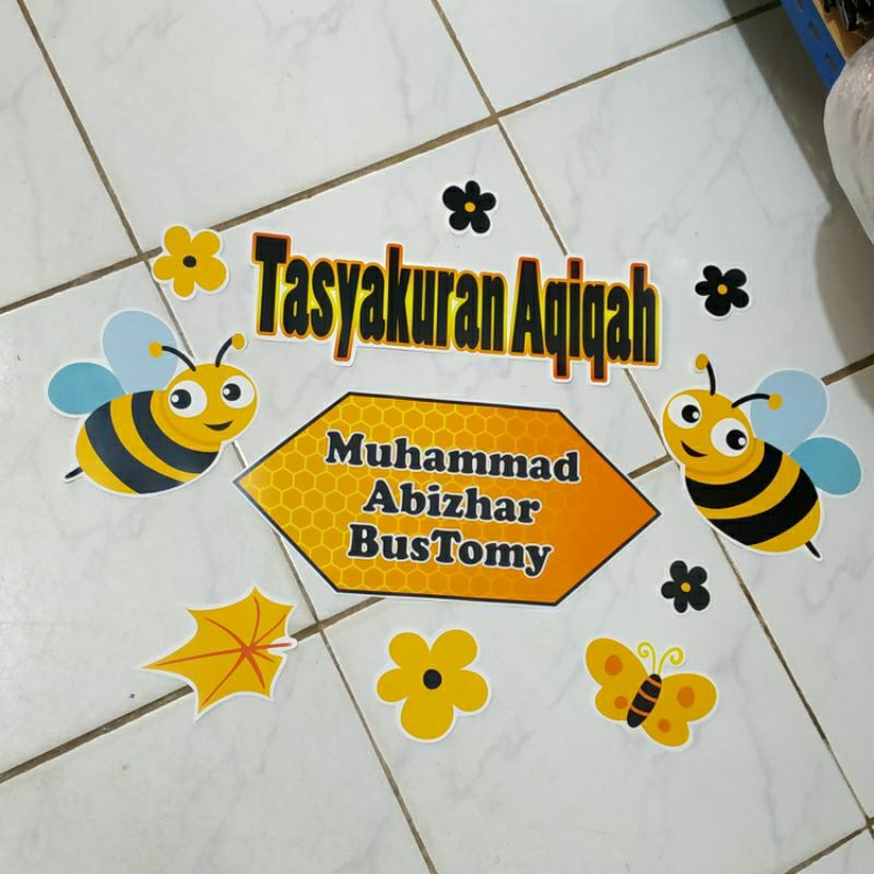 Hiasan dekorasi nama aqiqah bisa custom 1 set