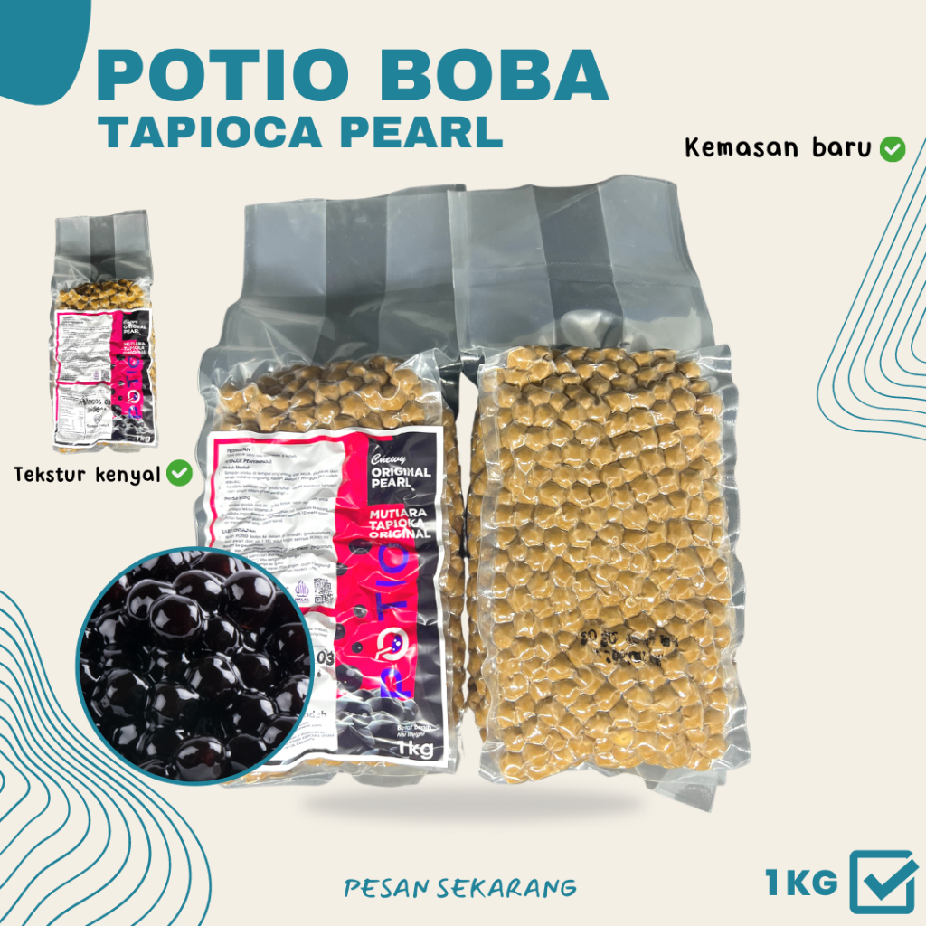 

Potio Tapioca Pearl / Topping Boba / Boba Brown Sugar Kemasan 1 Kg