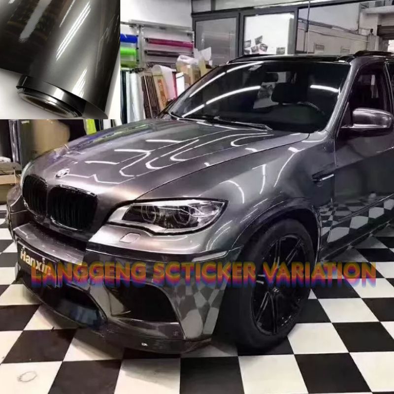 Stiker Scotlet Mobil/Motor Dark Grey Metalik Candy Lebar 150 cm Sticker Skotlet Abu Tua Candi Metali