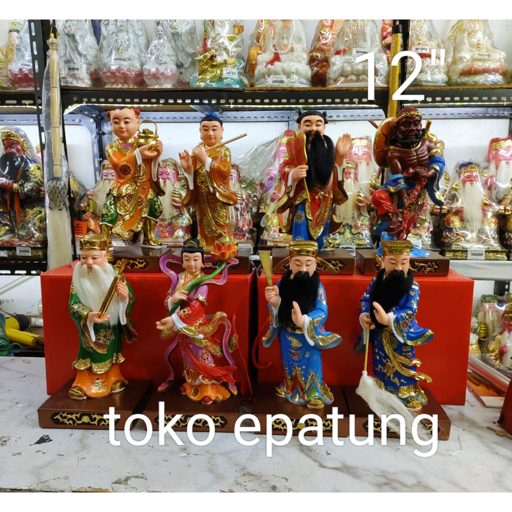 patung dewa 8 dewa / delapan dewa / pa xian - fiber - 12 inch (g)