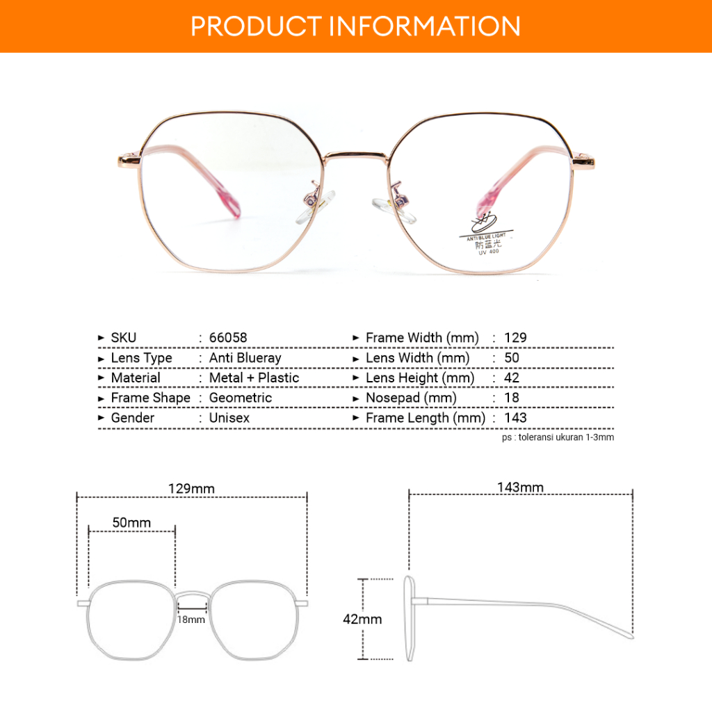 Robins kacamata Anti Radiasi Komputer Frame Kacamata Geometric Bisa Minus Photocromic Bluecromic Fashion Terbaru Pria Wanita 66058-5