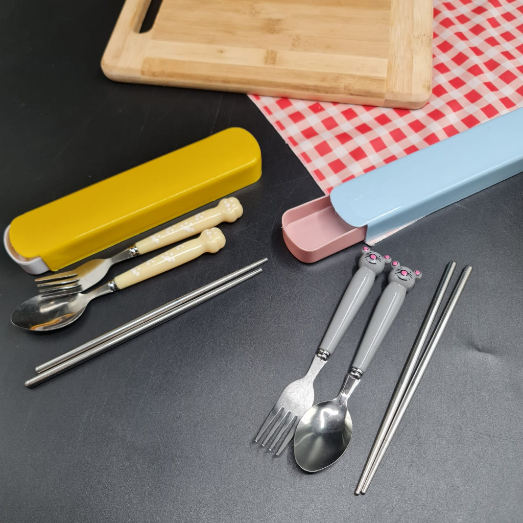 SENDOK ANAK SET LUCU SUMPIT GARPU SENDOK MAKAN SET STAINLESS