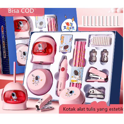 Set Alat Tulis Elektrik Rautan Penghapus Vacuum Pensil / Box Hadiah Alat Tulis Elektrik Murah