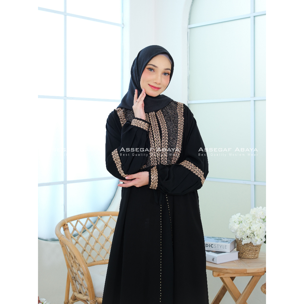 ABAYA HITAM ABAYA DUBAI TURKEY DRESS ABAYA KOMBINASI RENDA