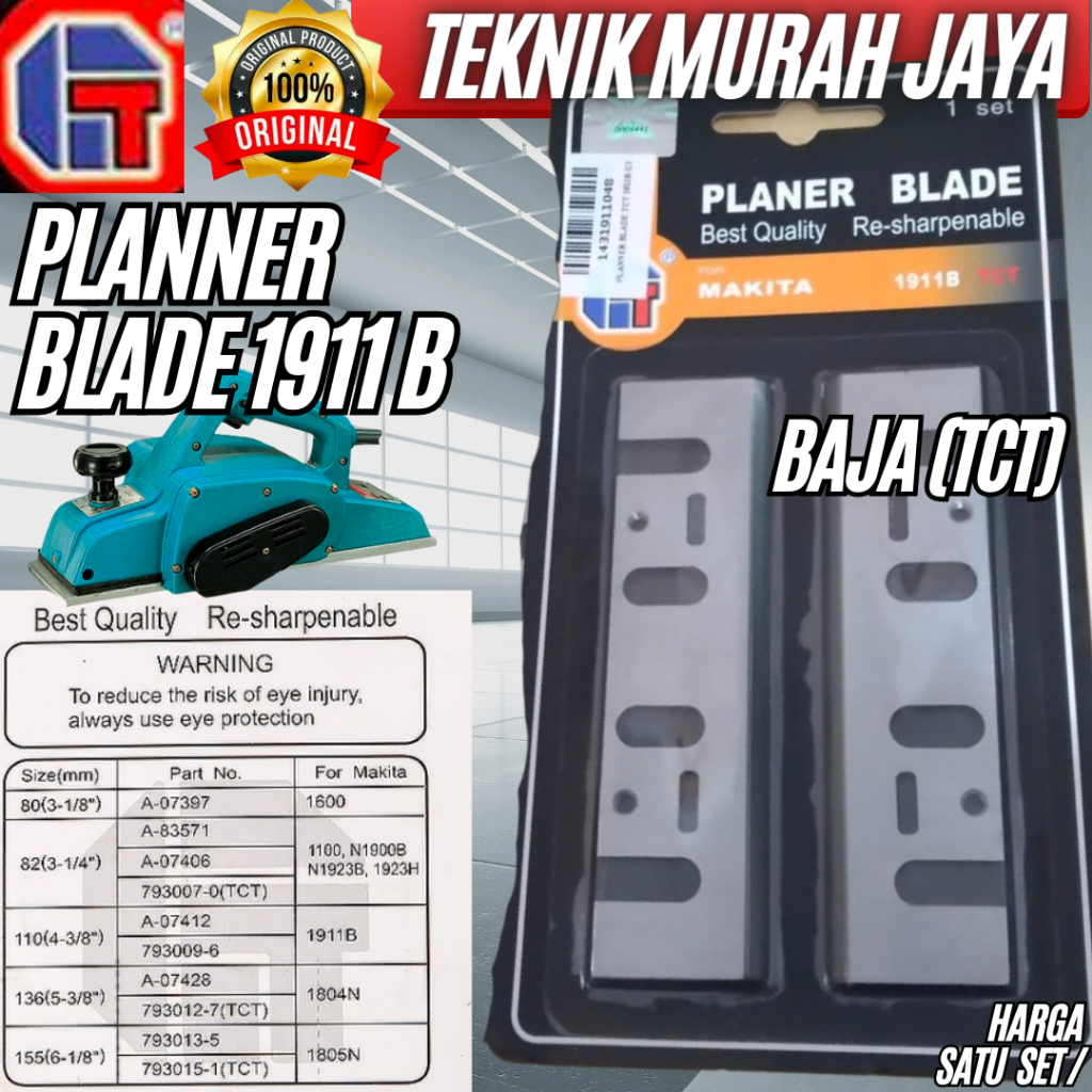 GT Mata Planner Blade 1911 B TCT 11 Cm Mata Pisau Pasah Ketam Kayu 110 mm HSS BULL BULTRAX RKY