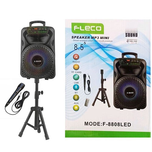 Speaker Bluetooth Karaoke Super Bass Fleco Bonus Stand Speaker Dan Mic Kabel
