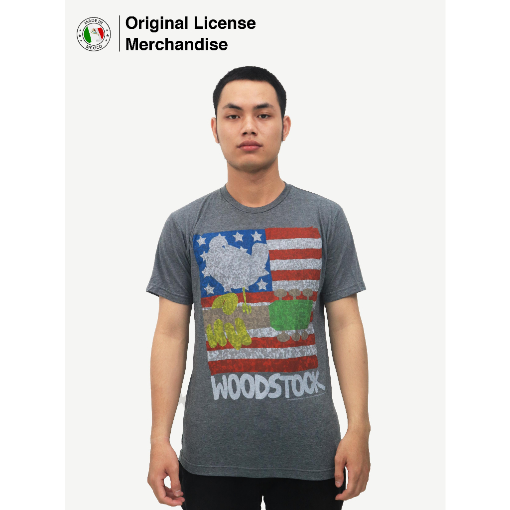 Kaos Baju Premium Import Katun Pria Wanita Casual Band Musik WOODSTOCK Original American Woodstock
