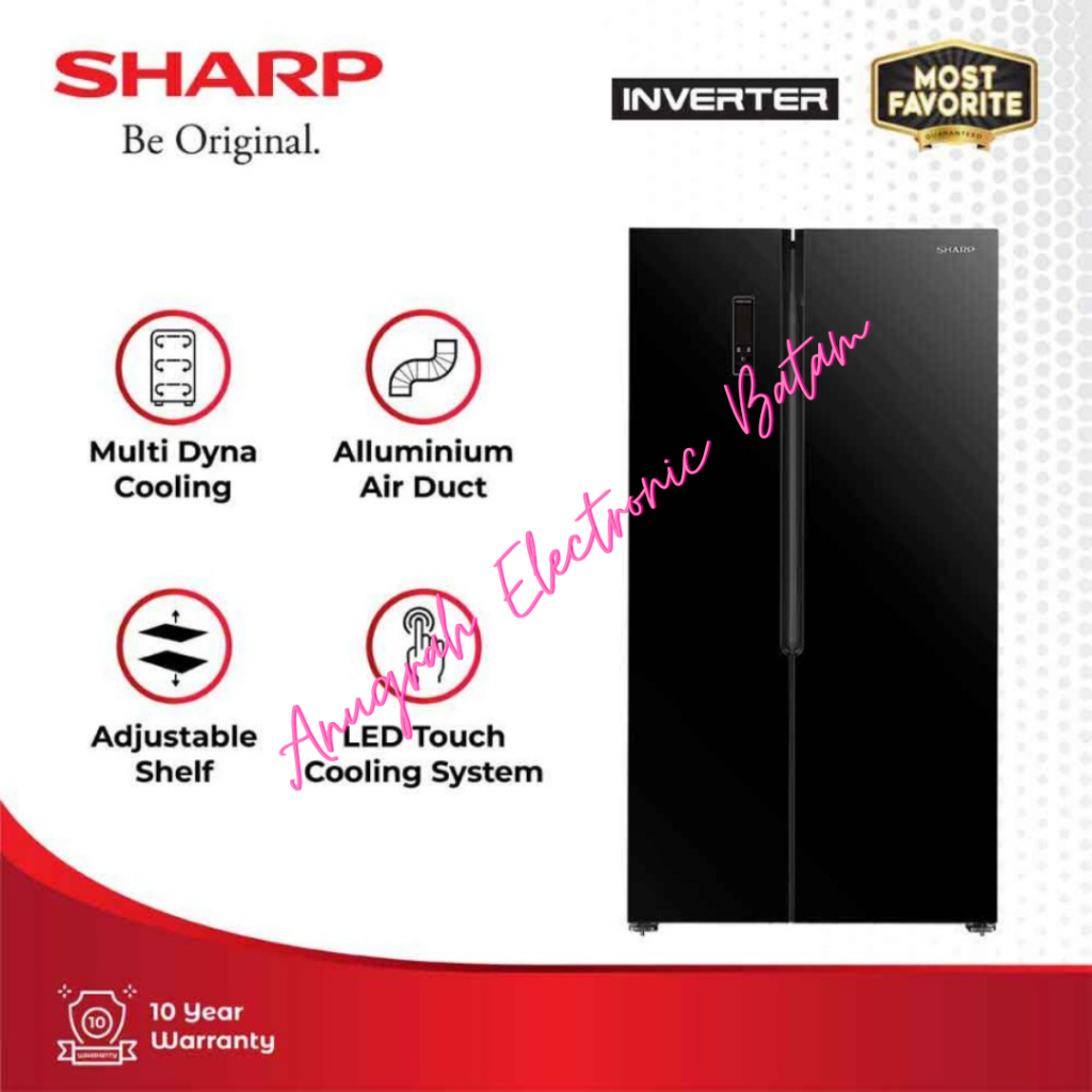 SHARP SJ-IS61G-BK Kulkas 2 Pintu Side by Side Inverter 525 L BATAM