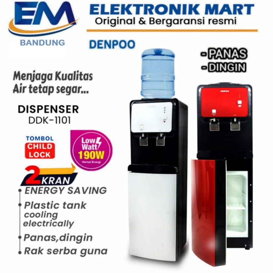 DISPENSER GALON ATAS PANAS & DINGIN DENPOO DDK 1101 ELECTRIC COOLING