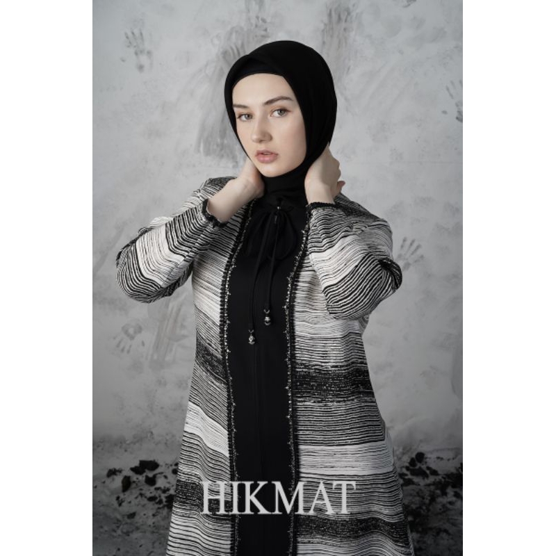 abaya hikmat a3385-06 color white & olive