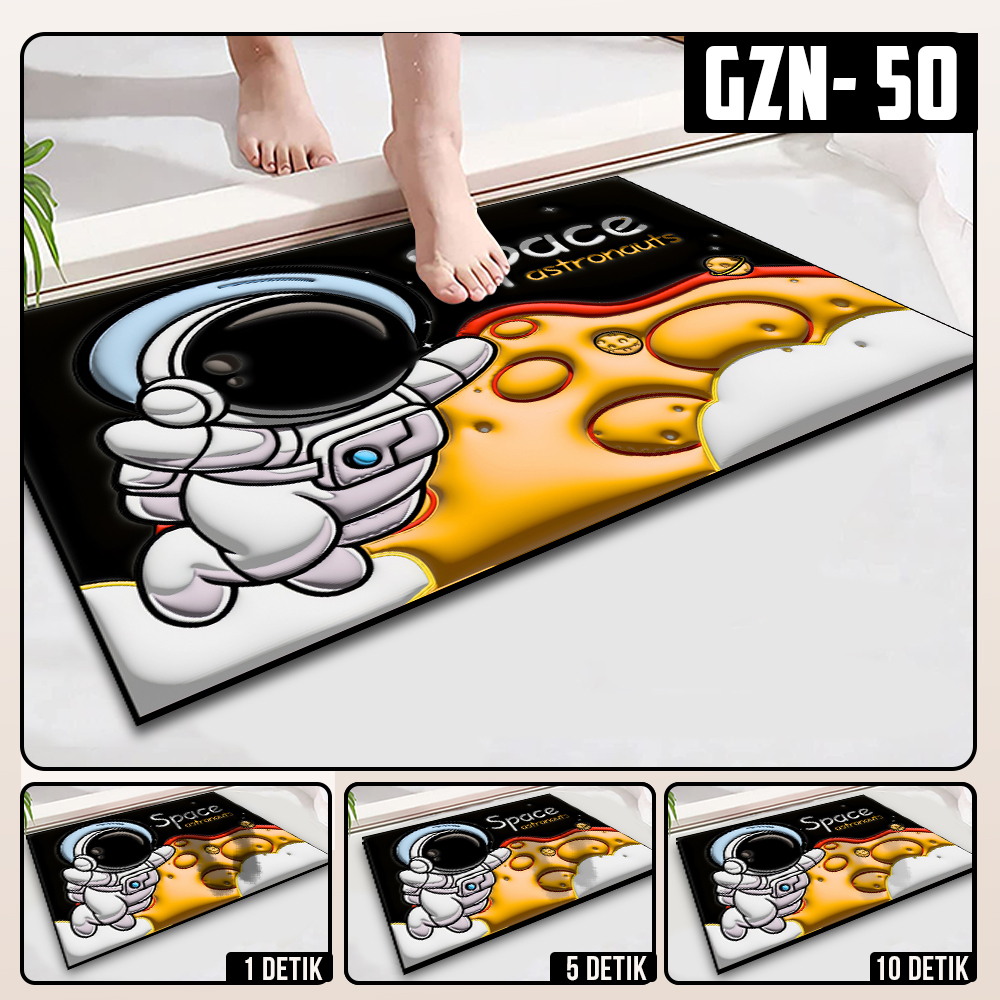 Keset Diatomite 3D Kotak Anti Slip Keset Kamar Mandi Keset Lantai Menyerap Air 3D Karakter Futureworld-GZN-50
