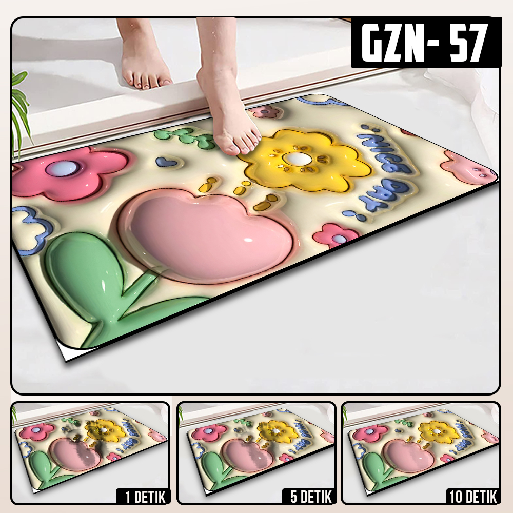 Keset Diatomite 3D Kotak Anti Slip Keset Kamar Mandi Keset Lantai Menyerap Air 3D Karakter Futureworld-GZN-57