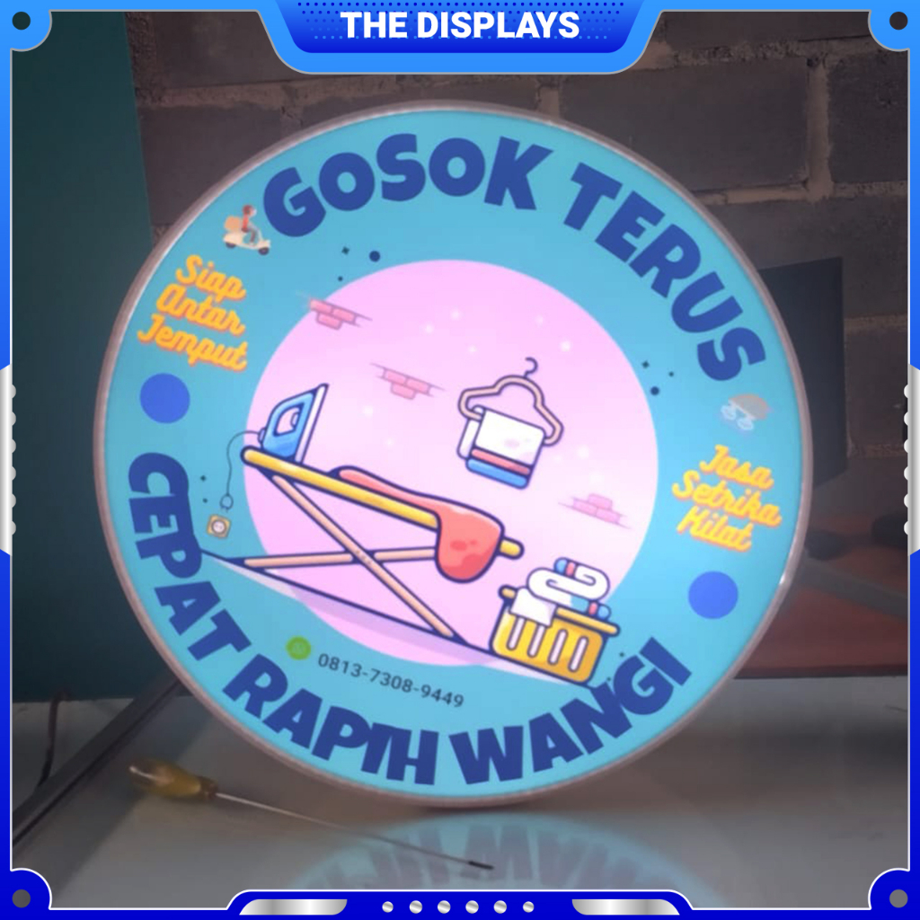 Custom Neon Box 50cm 2 Muka | Signage LED PVC Acrylic Free Power Supply + Bracket