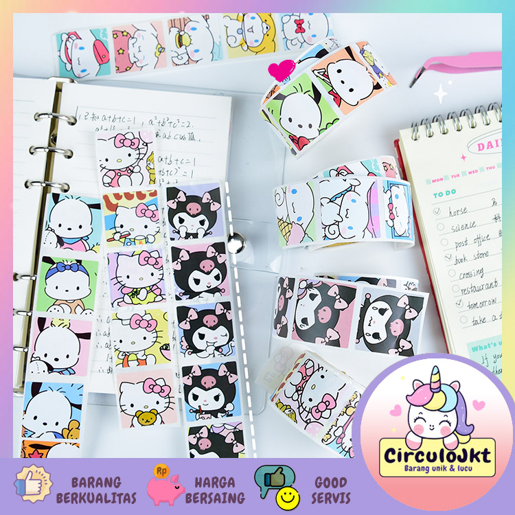 500 Pcs/Roll Sanrio Hadiah Stiker Lucu Sanrio Cinnamoroll Desain Kartun Diary Scrapbooking Stiker Festival Ulang Tahun Pesta Hadiah
