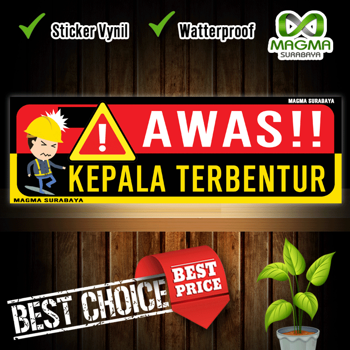 

Stiker sticker Awas Kepala Terbentur - stiker warning - stiker peringatan