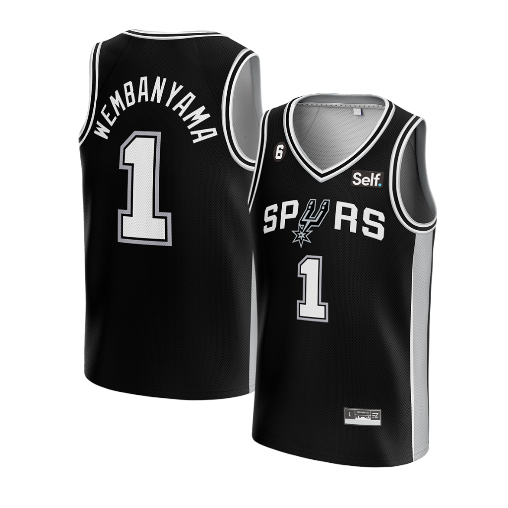 [ORIGINAL] Jersey Victor Wembanyama San Antonio Spurs #1 HITAM BLACK - Bola Basket  Baju Kaos T-Shir