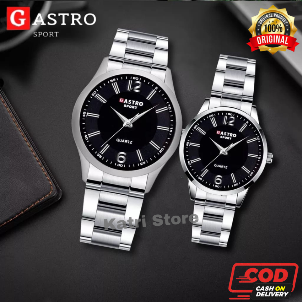 KATRI-[✅COD] JAM TANGAN COUPLE GASTRO SPORT CASUAL ANALOG QUARTZ RANTAI STAINLESS STEEL ORIGINAL ANT