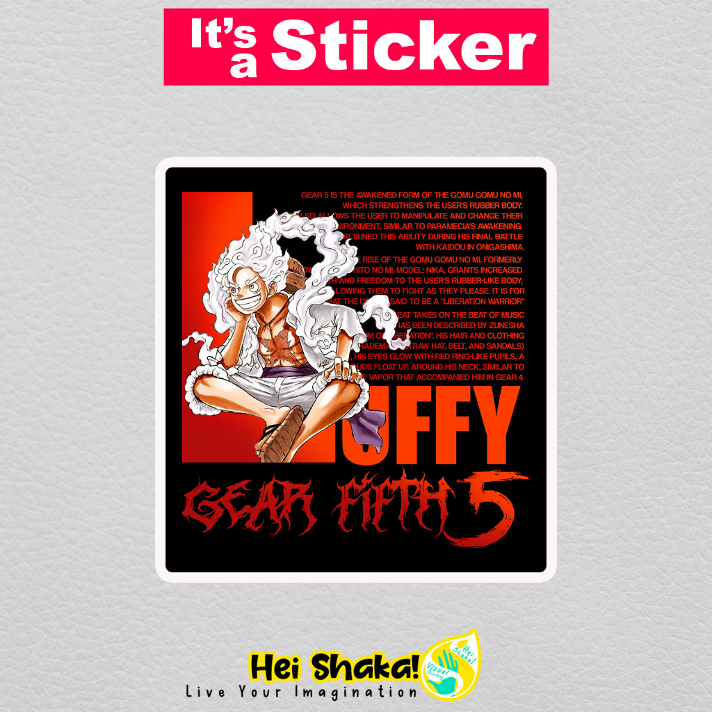

Heishaka Stiker Monkey D Luffy Gear Fifth 5 Hito Hito No Mi Model Nika Sticker Anime One Piece Vinyl Anti Air